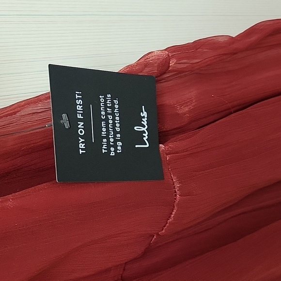 Lulu's Deep Red Long Sleeve Dress, Womens Sz Large, New With Tags - Picture 4 of 10